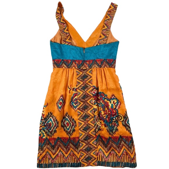 RARE!!! - Phoebe Couture Silk Orange Multicolored Sleeveless Print Dress Size 2 - Picture 5 of 8